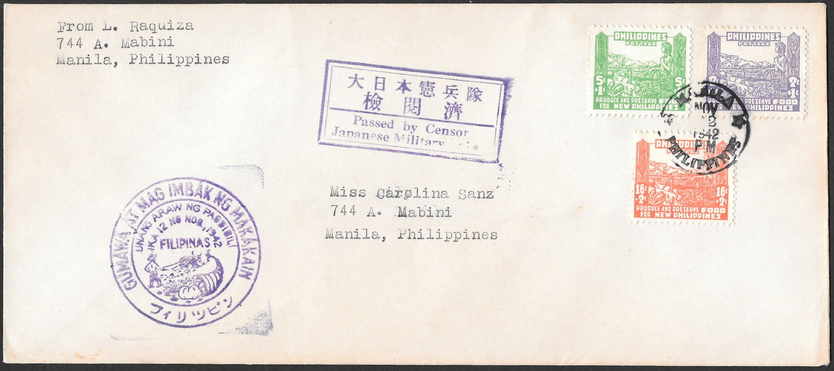 Philippines 1942 Cachet 